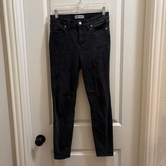 Madewell Jeans Women 28 Black 9" High Riser Skinny Denim Washed Black 27” Inseam - Picture 1 of 6